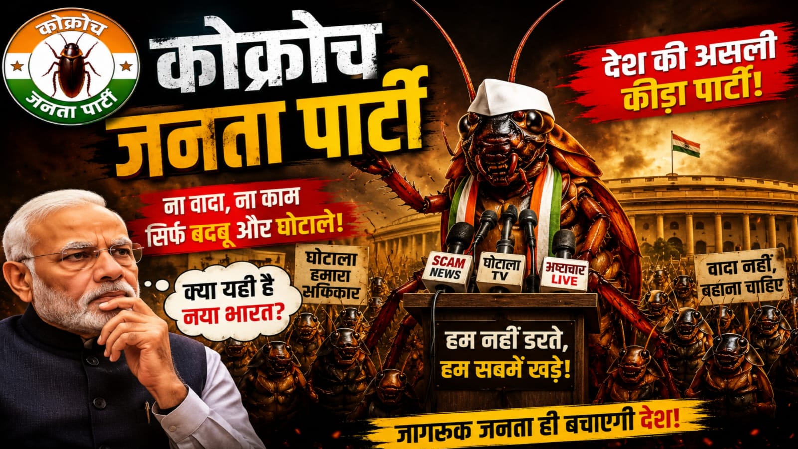 कॉकरोच जनता पार्टी: सोशल मीडिया पर वायरल trending party