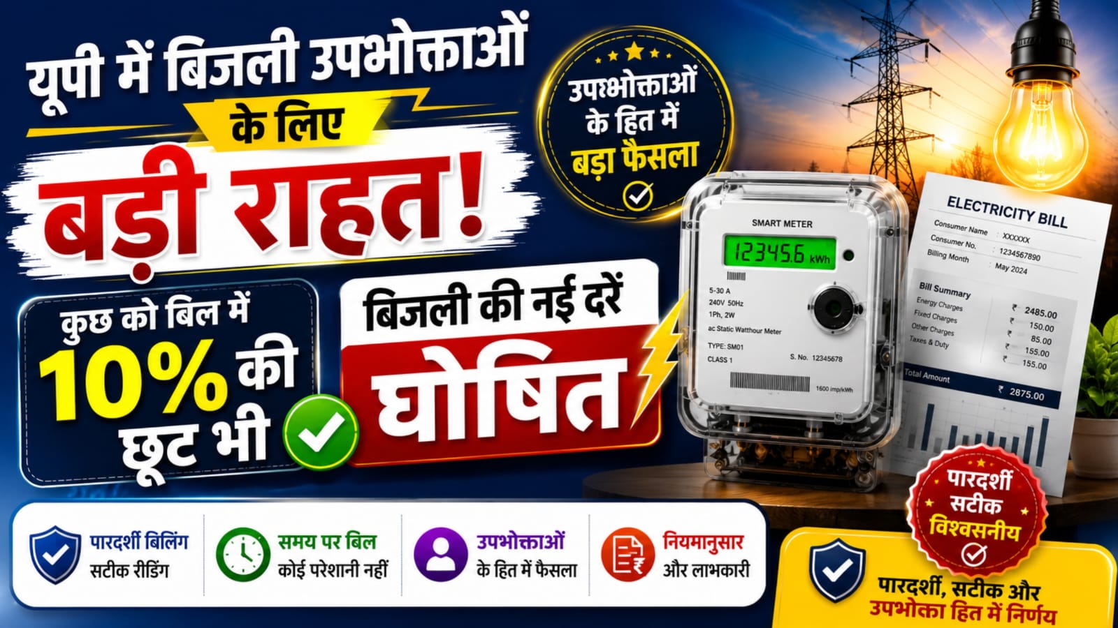 योगी सरकार का नया फैसला लाखों बिजली उपभोक्ताओं को मिलेगा लाभ