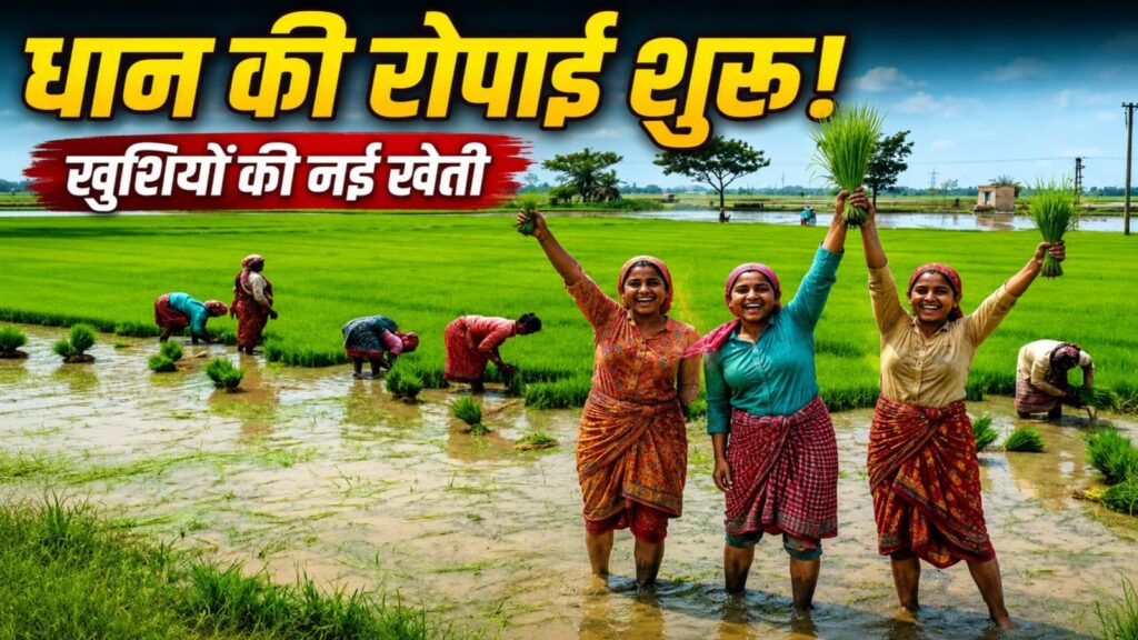 धान लगाते समय आकाशीय बिजली गिरने