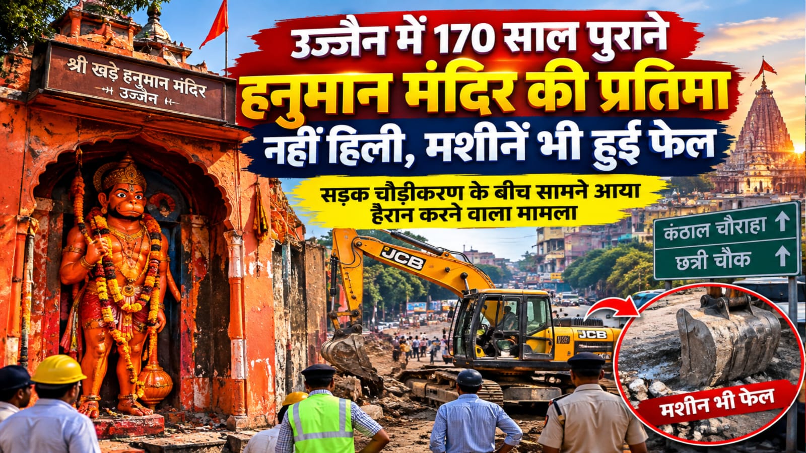 उज्जैन में 170 साल पुराने हनुमान मंदिर की प्रतिमा नहीं हिली,